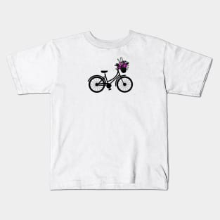 Bicycle with a Basket Full of Flowers Kids T-Shirt